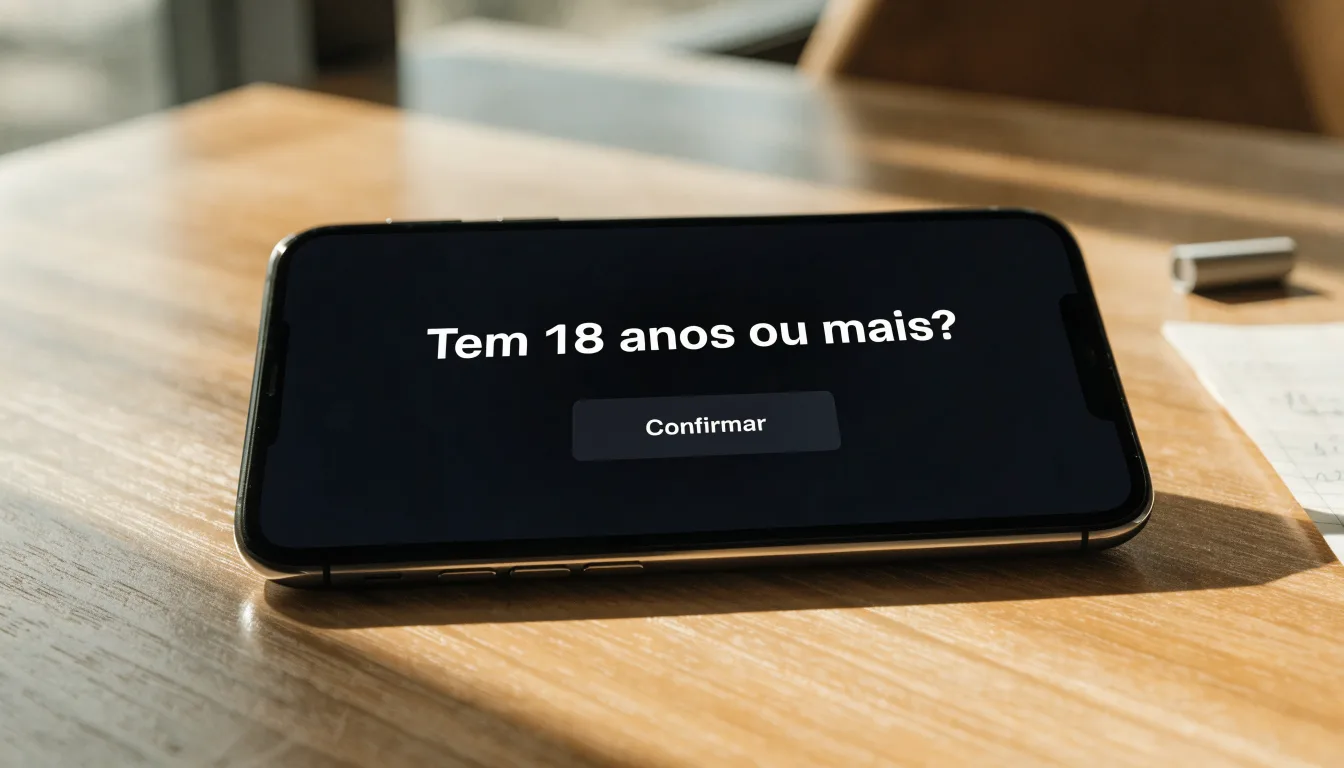 Uma folha de licença em papel com um selo vermelho, pousada numa secretária de madeira ao lado de uma caneta